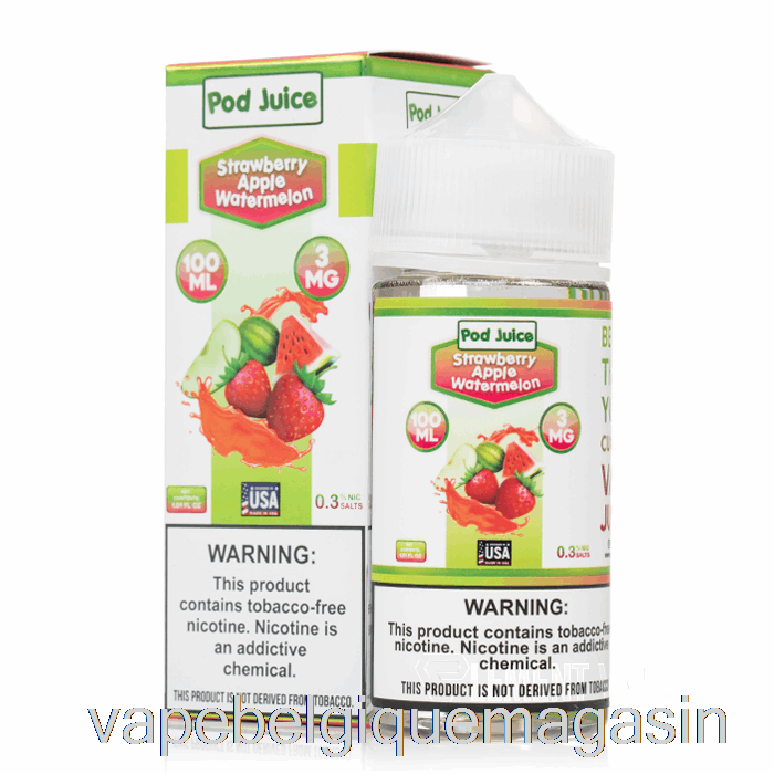 Vape Belgique Fraise Pomme Pastèque - Jus De Dosette - 100ml 3mg